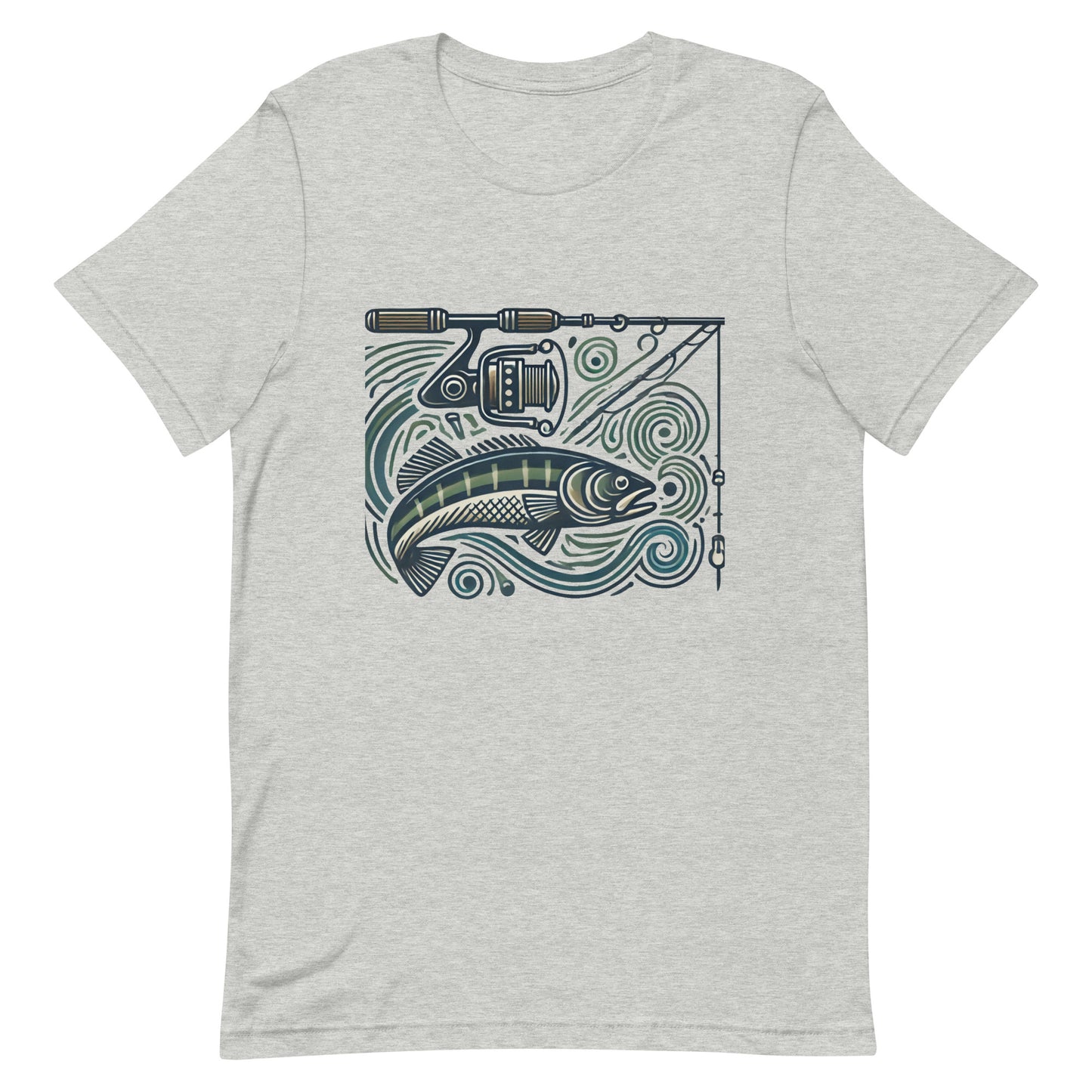 Unisex t-shirt "Fishing Pole and Fish Line Art"