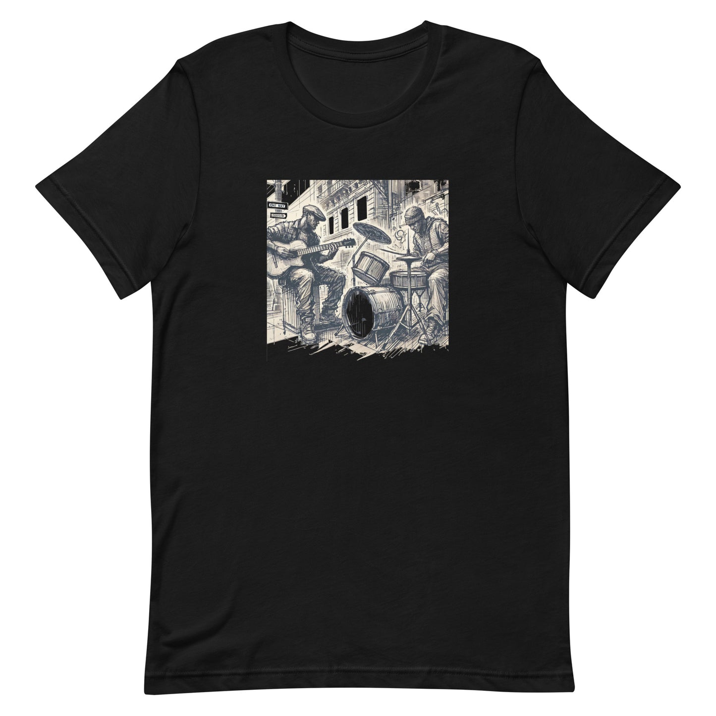 Unisex t-shirt “Guitar and Drummer Buskers”