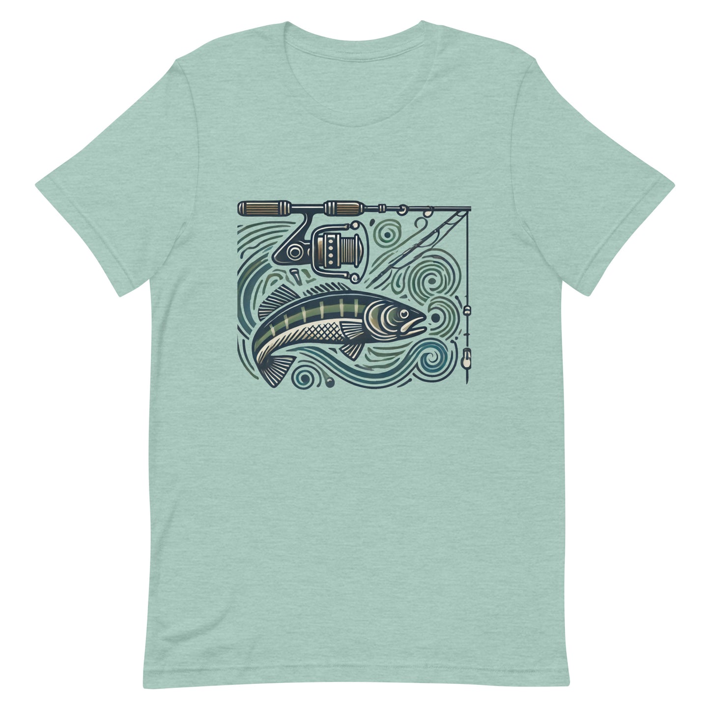 Unisex t-shirt "Fishing Pole and Fish Line Art"