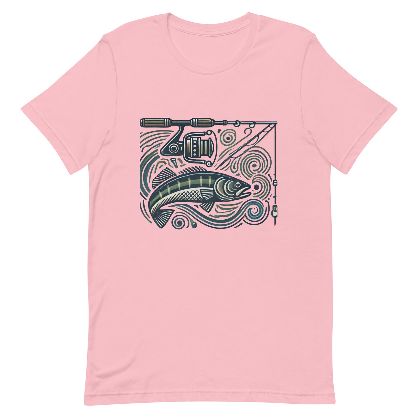 Unisex t-shirt "Fishing Pole and Fish Line Art"