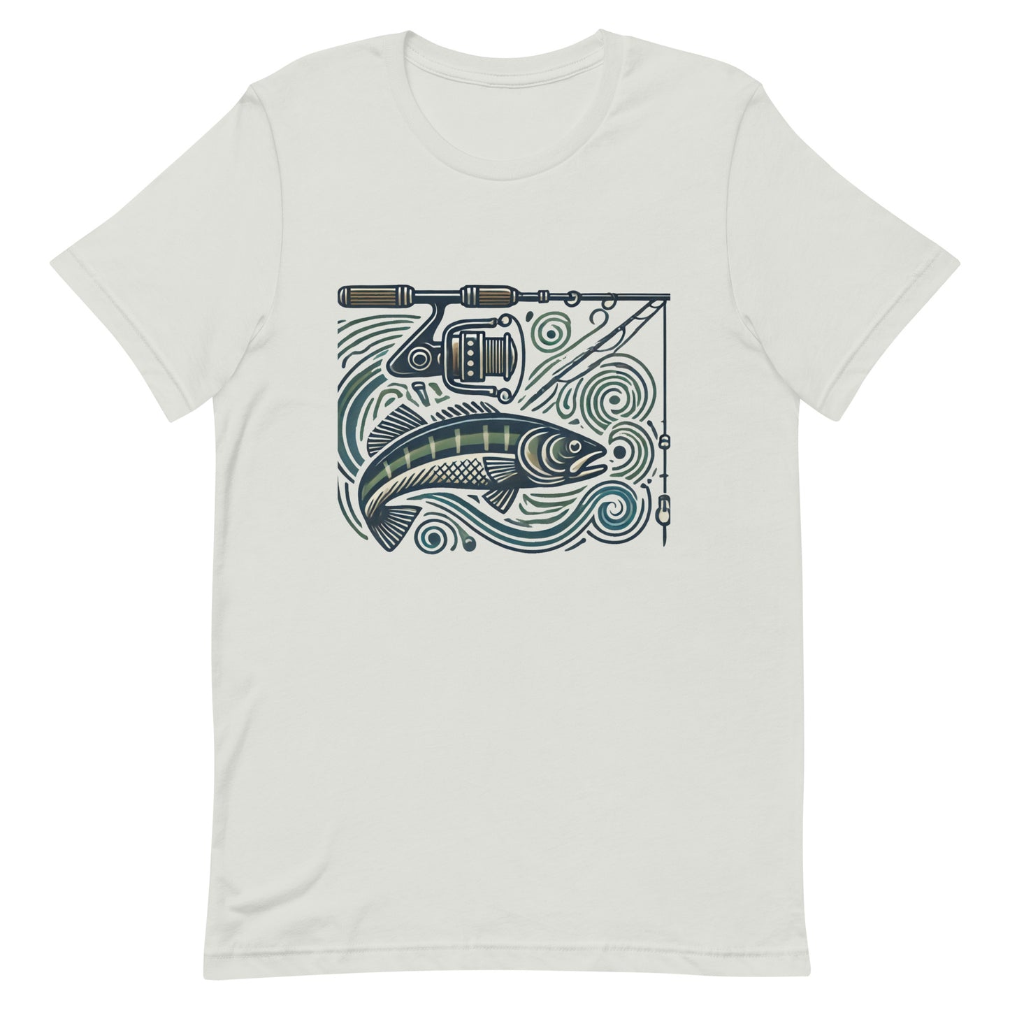 Unisex t-shirt "Fishing Pole and Fish Line Art"