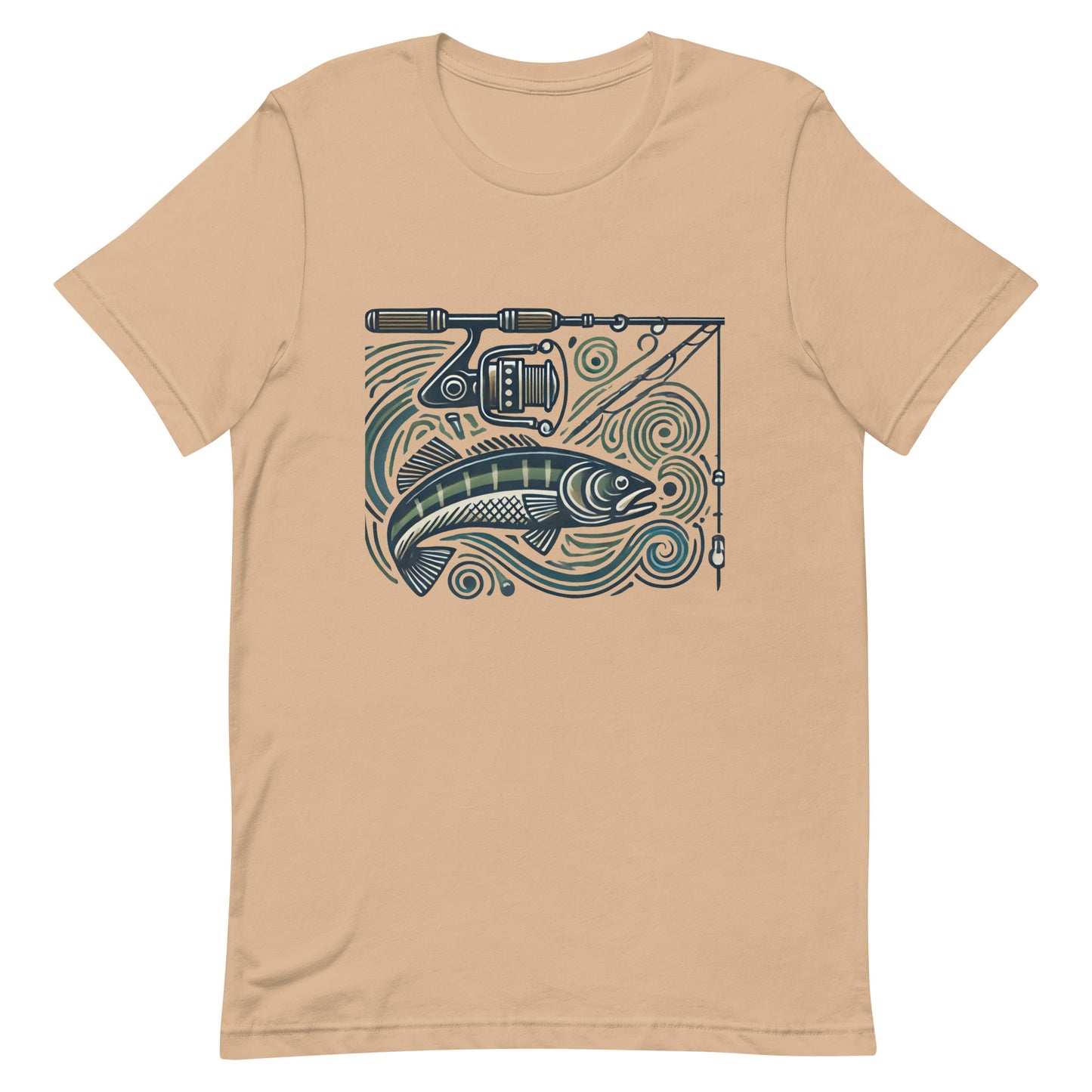 Unisex t-shirt "Fishing Pole and Fish Line Art"