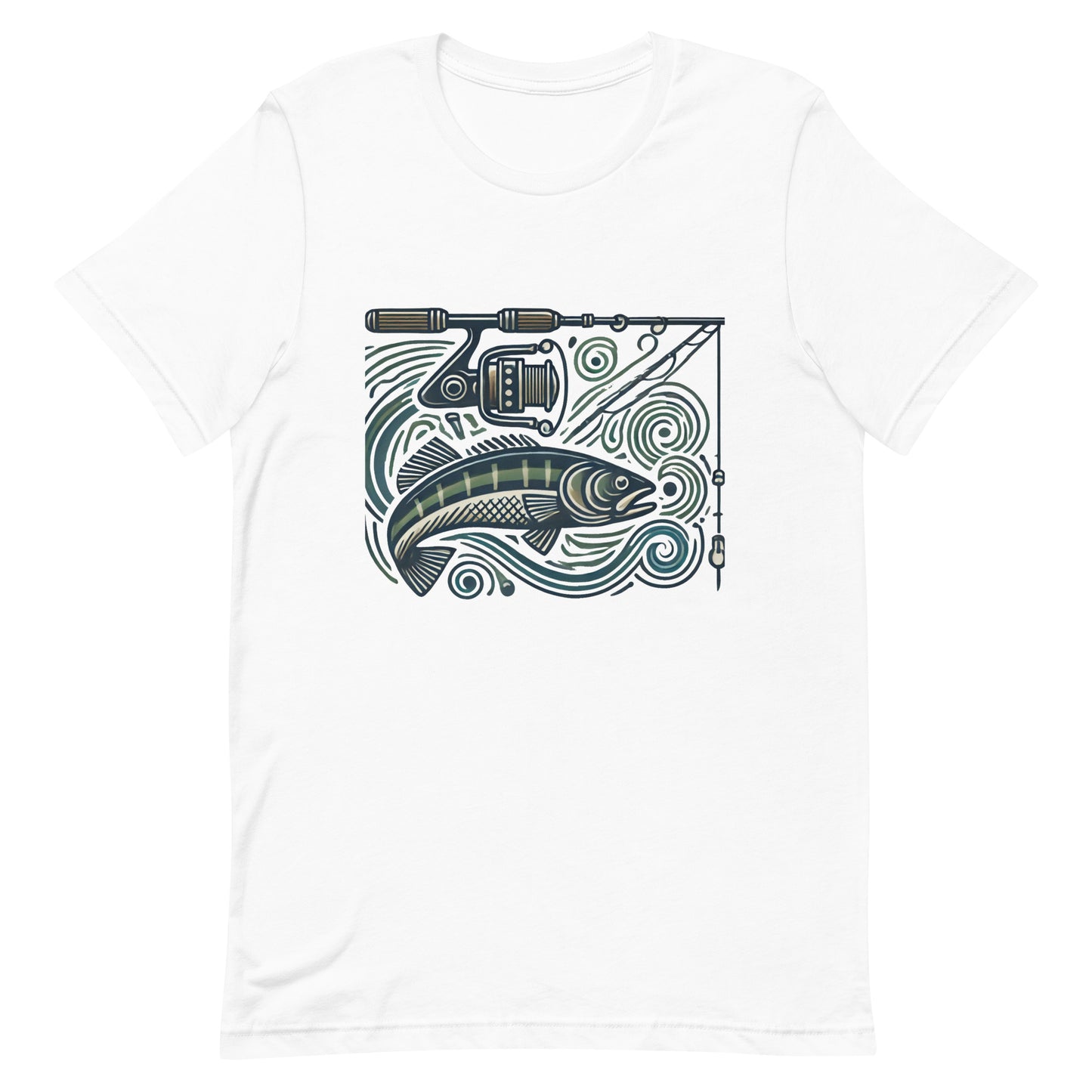 Unisex t-shirt "Fishing Pole and Fish Line Art"