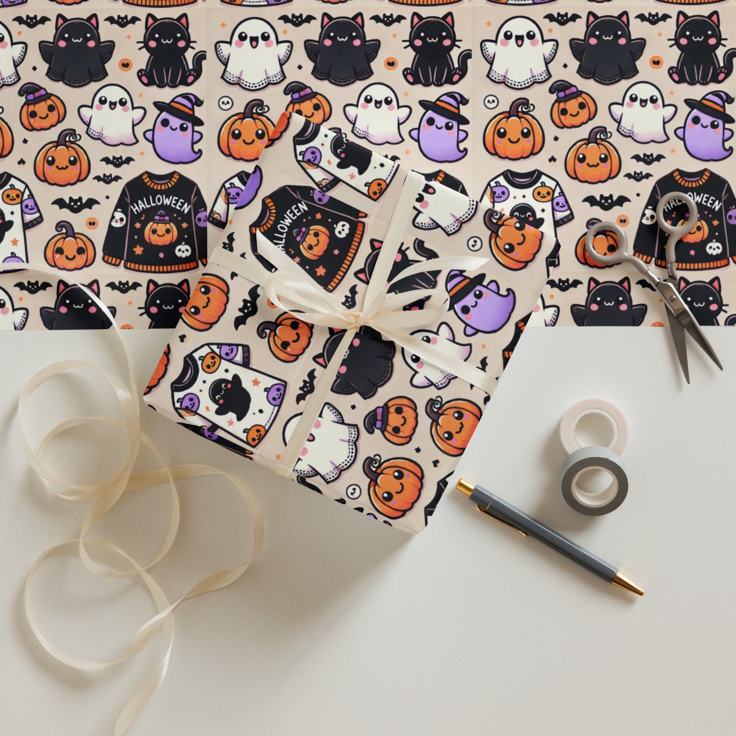 Wrapping paper sheets “Cute Halloween Print”