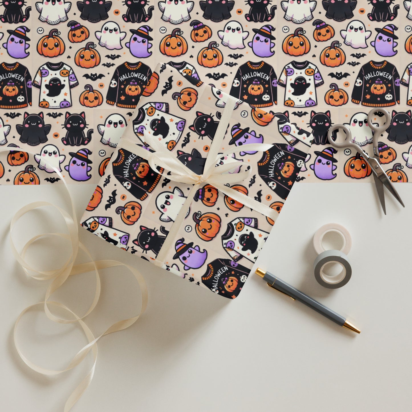 Wrapping paper sheets “Cute Halloween Print”