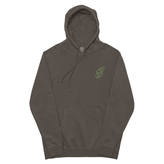Unisex pigment-dyed hoodie “Leaf Embroidery”