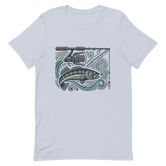 Unisex t-shirt "Fishing Pole and Fish Line Art"
